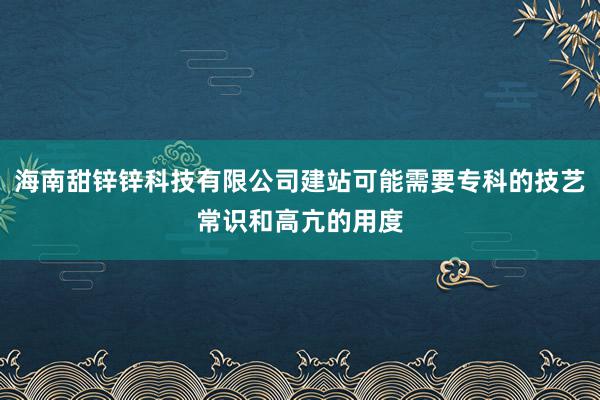 海南甜锌锌科技有限公司建站可能需要专科的技艺常识和高亢的用度